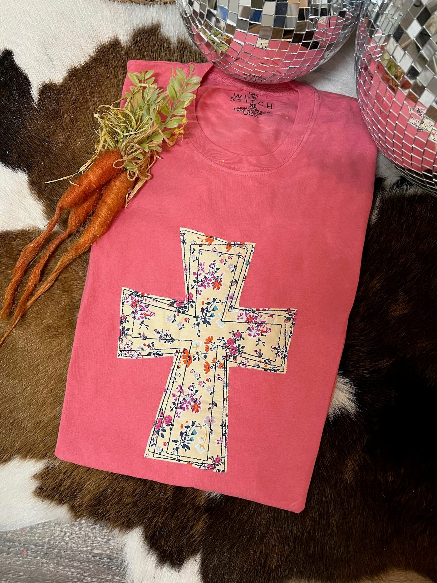 Vintage Floral Cross | Handmade | Pink
