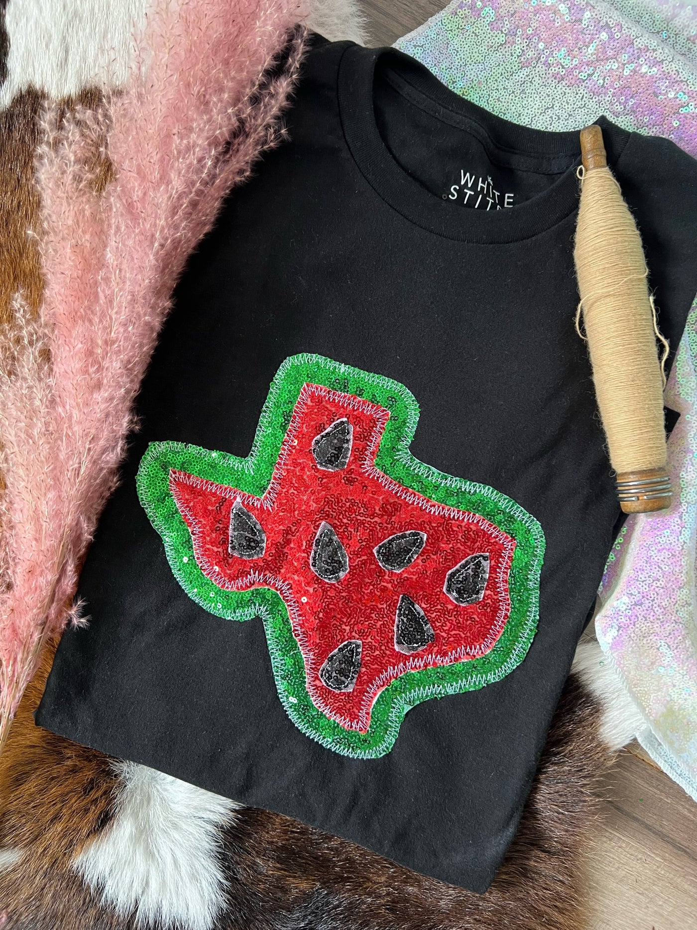 Watermelon Sequin State Tee