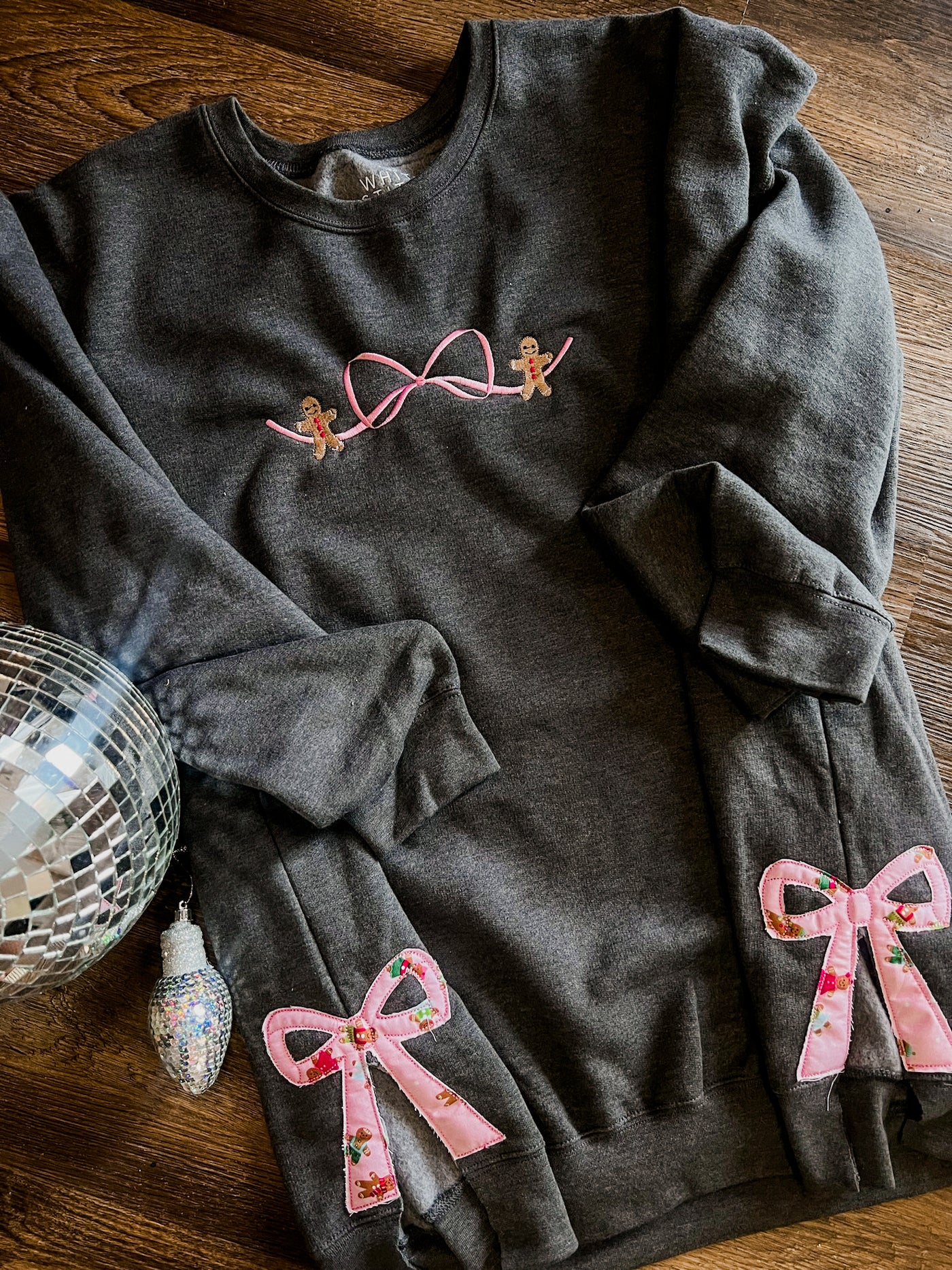 Gingerbread Bow Sweatshirt | Handmade