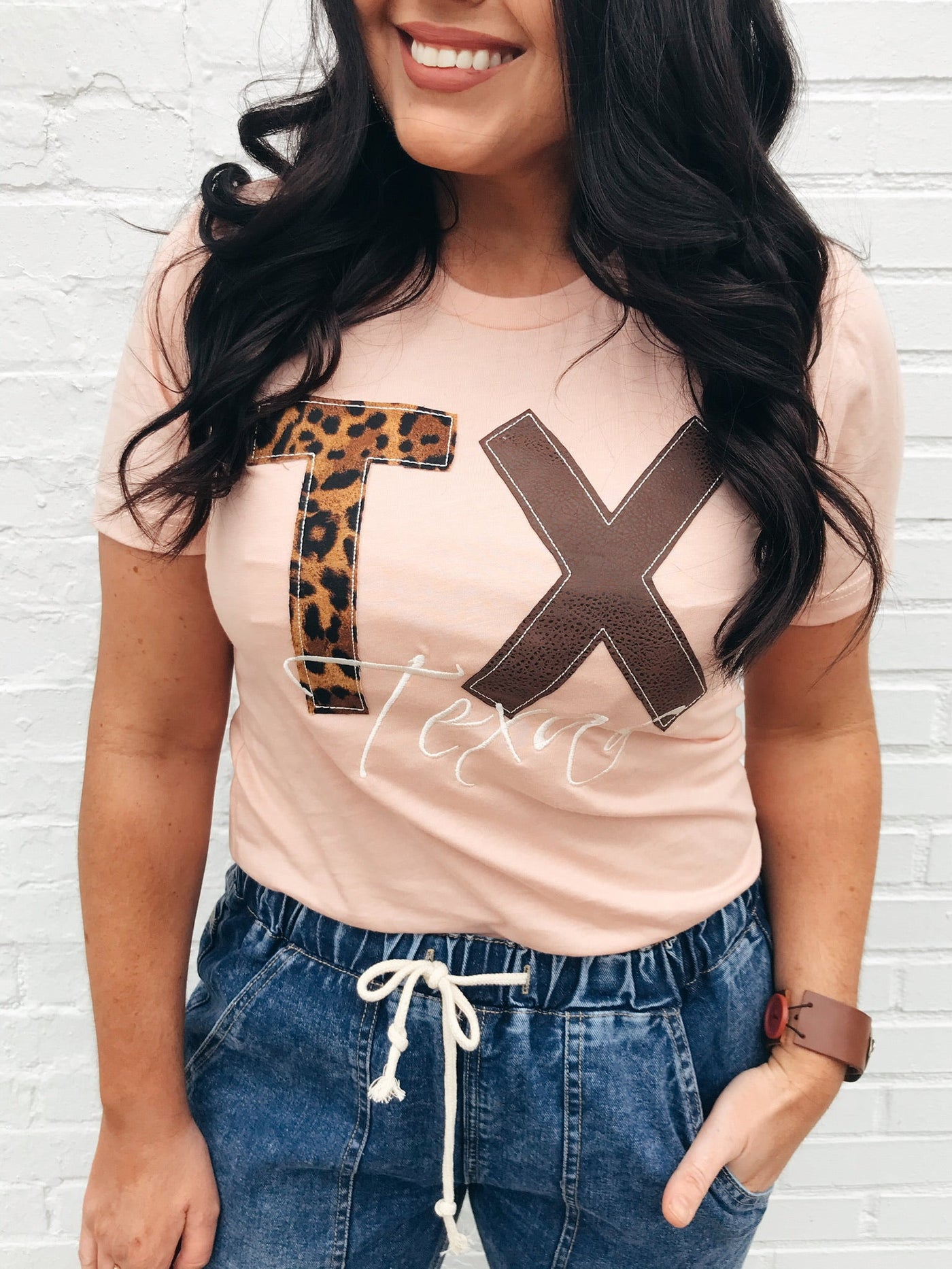 State Leopard & Leather Tee | Dusty Pink