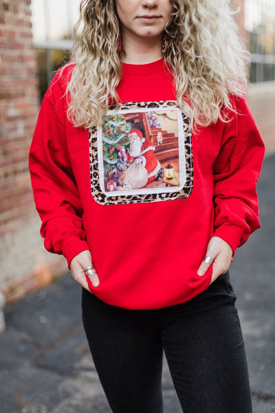 Santa's Surprise Sweatshirt | Red | WHOLESALE