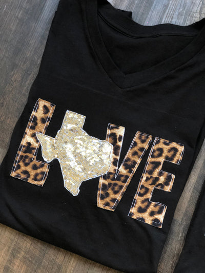 Leopard & Sequin State Tee