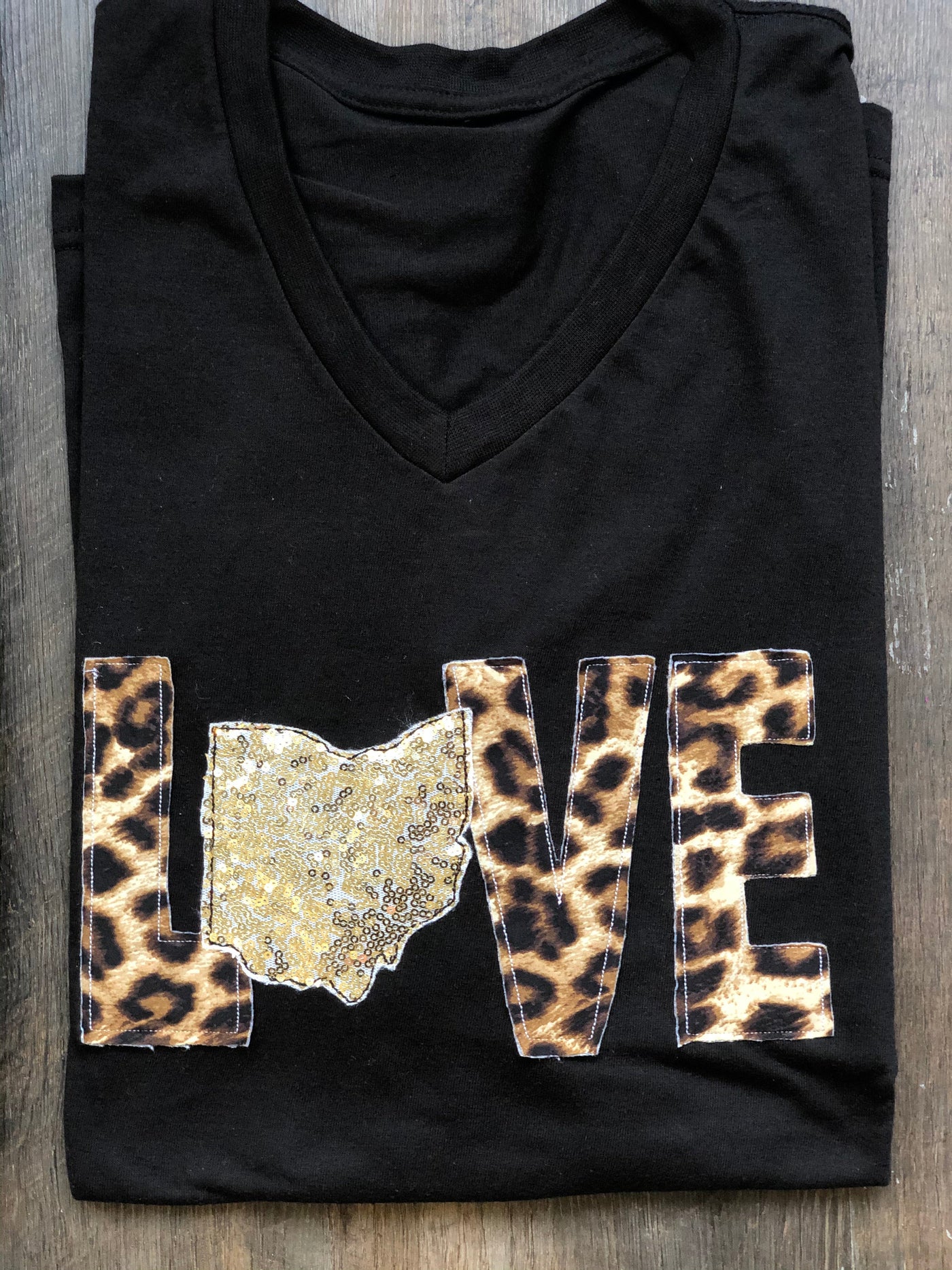 Leopard & Sequin State Tee