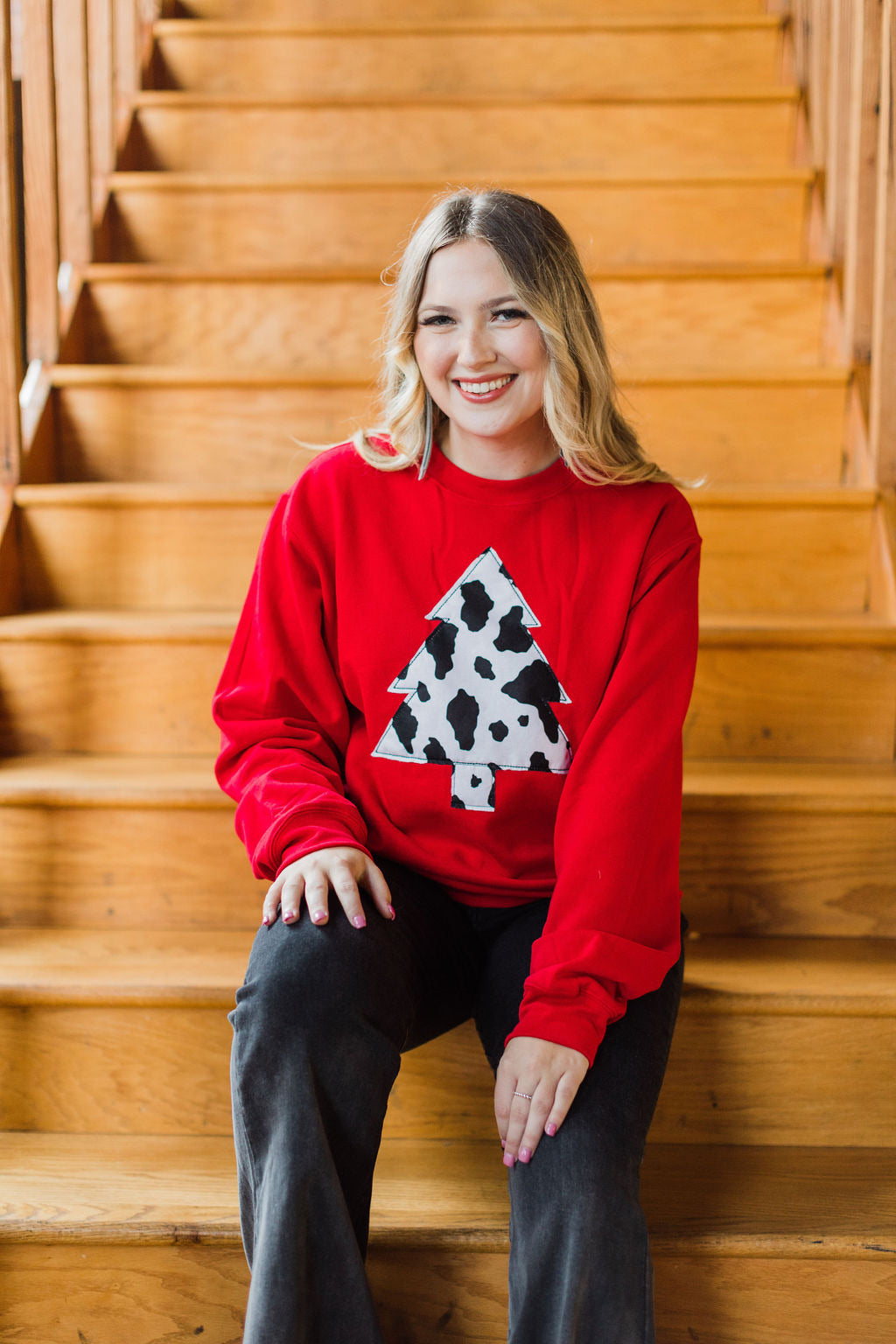 Christmas Tree Cow Print | Handmade Sweatshirt