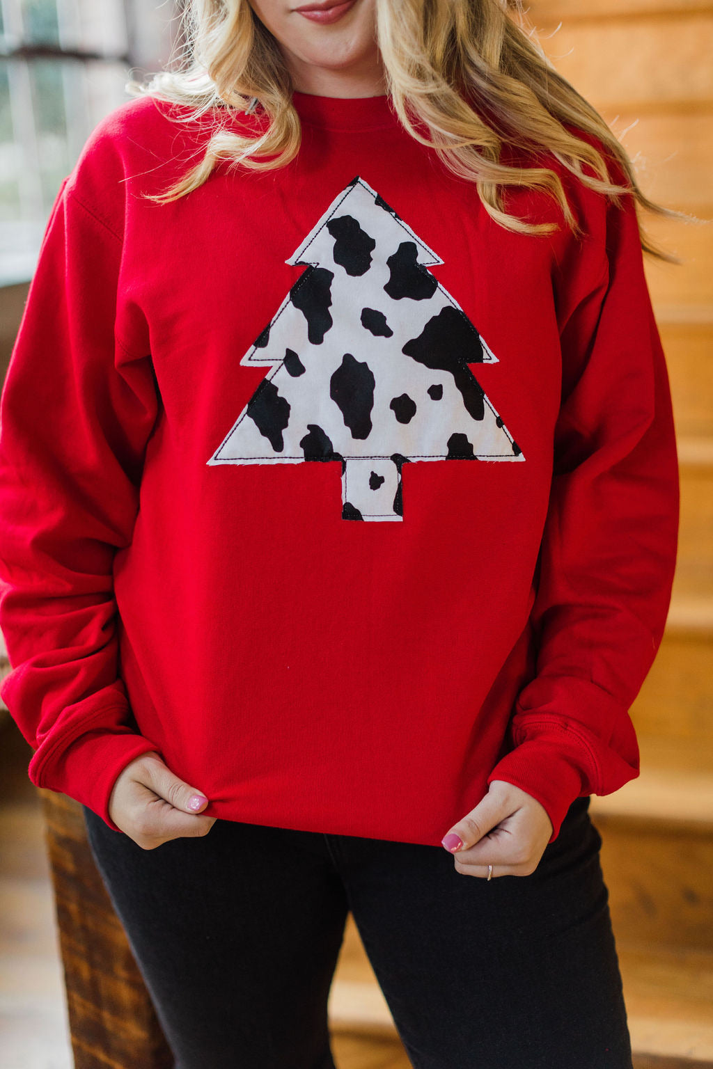 Christmas Tree Cow Print | Handmade Sweatshirt